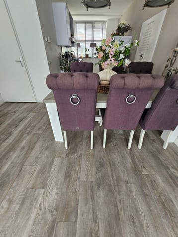 Set van 6 grijze eetkamerstoelen