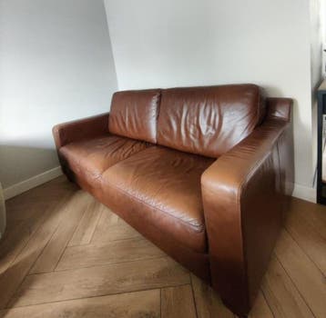 Comfortabele leren bank - Bruin