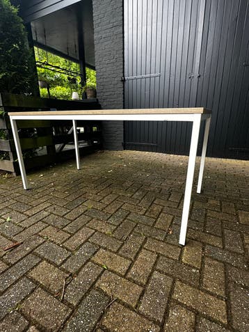 Eettafel/Bureau 160x80 cm met wit metalen onderstel