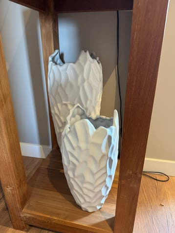 Set van 2 Witte Vazen - 55 cm en 40 cm hoog