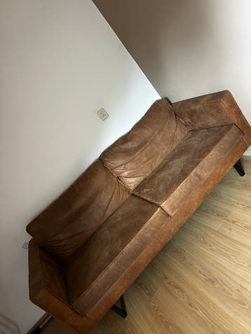 GRATIS OPHALEN Comfortabele bruine leren bank - 3-zits