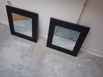 Set van 2 vierkante spiegels met zwarte lijst