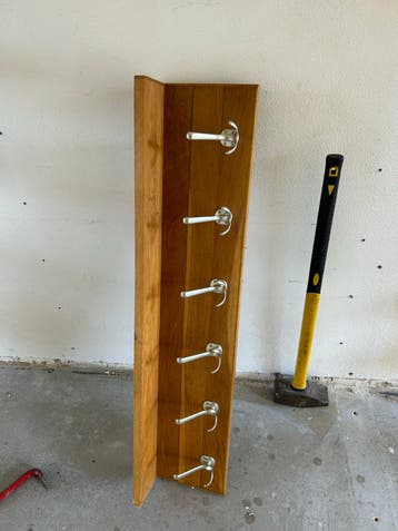 Houten wandkapstok met 6 haken
