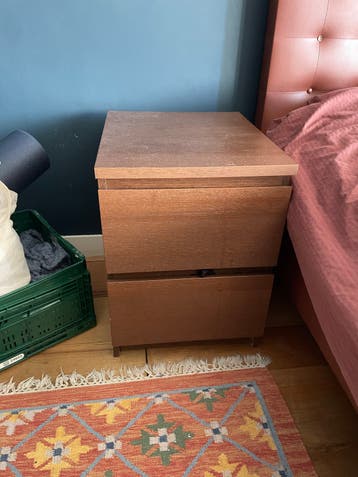 2x Nachtkastje met twee lades - Hout