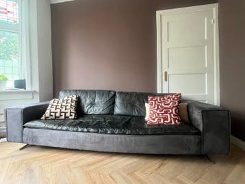 Xooon designbank donkergrijs leer/suède 260 cm