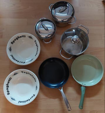 Gratis af te halen pannen en pastaborden.