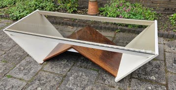 Salontafel met Glasplaat  138 x 50 x 41 cm    GRATIS