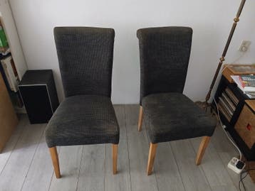 Set van 2 donkergrijze eetkamerstoelen
