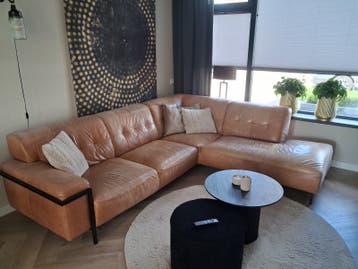 Gratis af te halen cognac kleur echt open leren hoek bank