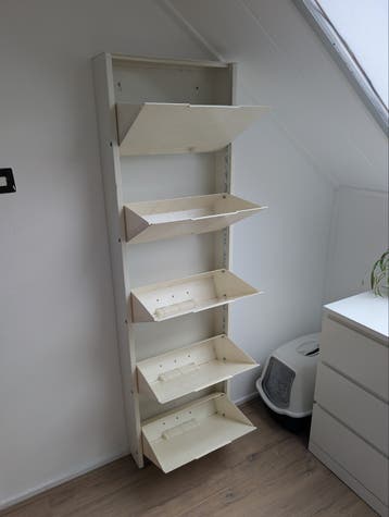 Schoenenkast met 5 vakken, crème wit