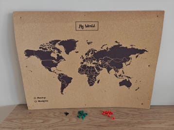 Wereldkaart prikbord - kurk - 'My World'