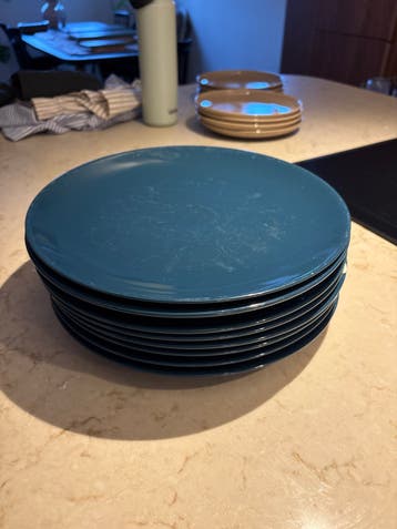 8 Donkerblauwe dinerborden van IKEA - Gebruikt