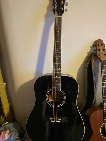 GRATIS Linkshandige Zwarte Harley Benton gitaar