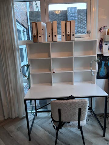 WOOOD Bureau Elwin met 9 opbergvakken - Wit (voorheen zwart)