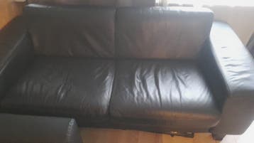 Comfortabele zwarte leren 2-zitsbank