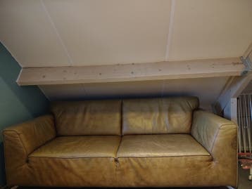 Comfortabele leren tweezitsbank