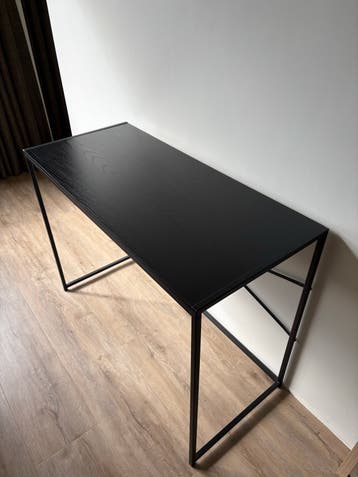 Zwart bureau/console tafel met metalen frame