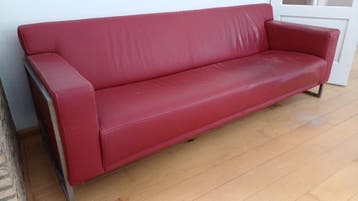 3 zitplaatsen echt leerbank (leder bank) rood