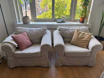 GRATIS Twee IKEA Ektorp fauteuils - lichtbeige stof