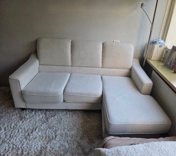 Beige 3 zitbank (verstelbaar)