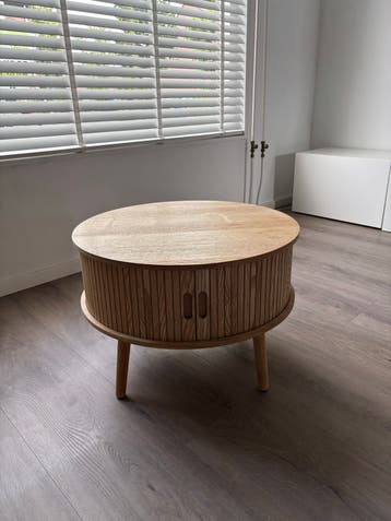 Ronde salontafel met opbergruimte - Eikenhout