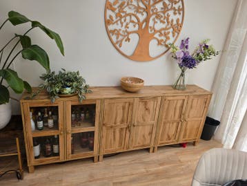 3 houten kastjes: 2 dicht, 1 met glas - Gekocht in 2025