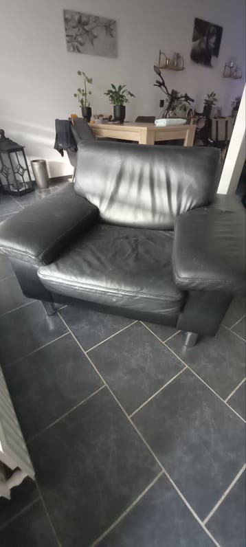 Comfortabele zwarte leren fauteuil