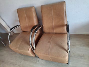 2 fauteuils van Jess - Leer en Chroom