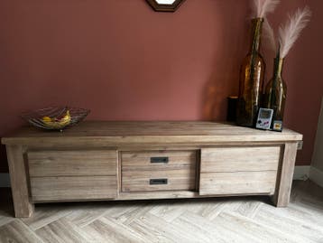 Acaciahouten TV-meubel met schuifdeuren en lades
