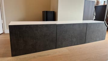 Ikea Besta TV-meubel / Opbergkast - Wit met Grijs