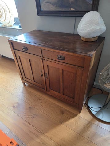 Vintage houten commode kast met lades en deuren