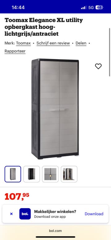 Toomax Elegance XL opbergkast hoog-lichtgrijs/antraciet