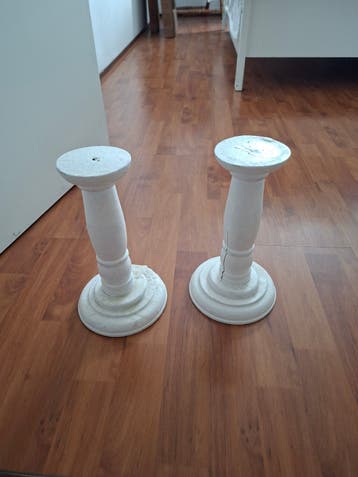 Gratis Set van 2 houten kandelaars - Wit