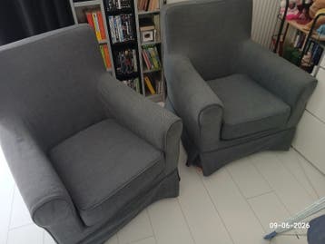 Ikea fauteuils,  grijze stof, gewassen en rookvrij