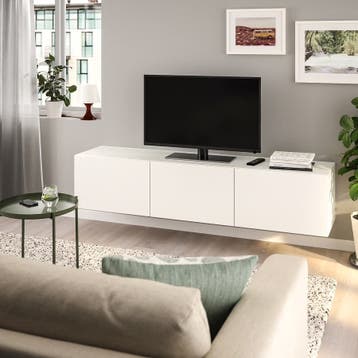 BESTÅ Tv-meubel met deuren, wit/Lappviken wit, 180x42x38 cm