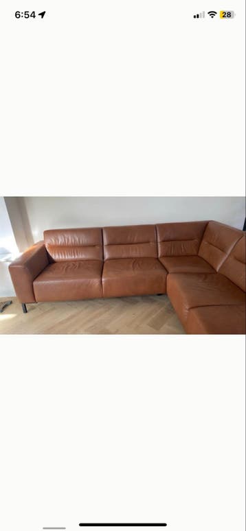 Leren hoekbank - Cognac bruin