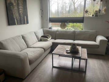 Hoekbank Troubadour (286*306) beige, stof, hoge rugleuning