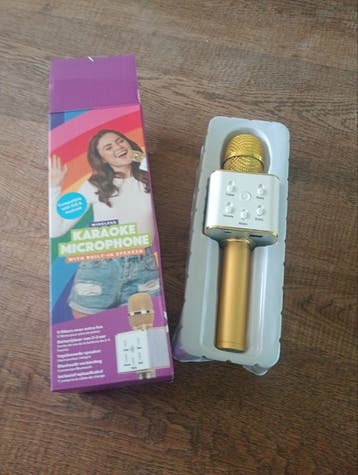 Draadloze Karaoke Microfoon met Ingebouwde Speaker - Goud