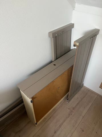 Eenpersoons bedframe met lades - Grijs Hout