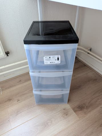 Opbergkastje met 3 transparante laden
