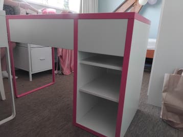 Tienerbureau, wit/roze