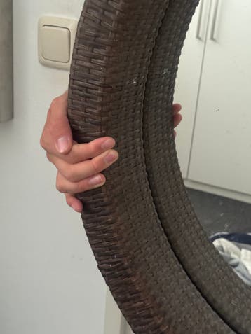Ronde spiegel met rotan frame