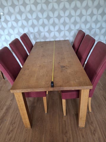 Eiken eethoek met 6 stoelen - 220x90 cm
