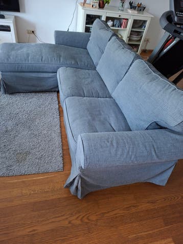 3-zits bank met lounge deel - Grijs