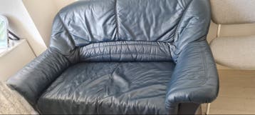 Comfortabele donkerblauwe leren bank