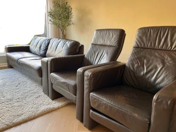 Leren bank en twee fauteuils - Comfort en stijl