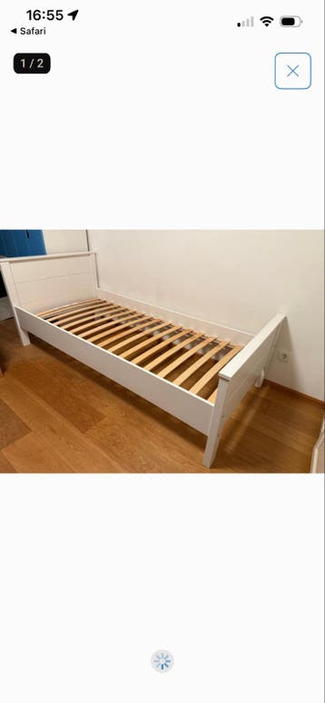 Gratis ophalen. Eenpersoonsbed en lattenbodem (mist 1 latje)