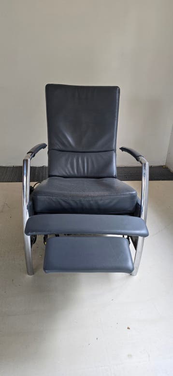 Lederen Relaxfauteuil - Grijs geverfd, Goed Werkend