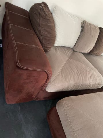 Gratis!!! Comfortabele bankstel met hocker - Bruin/Beige