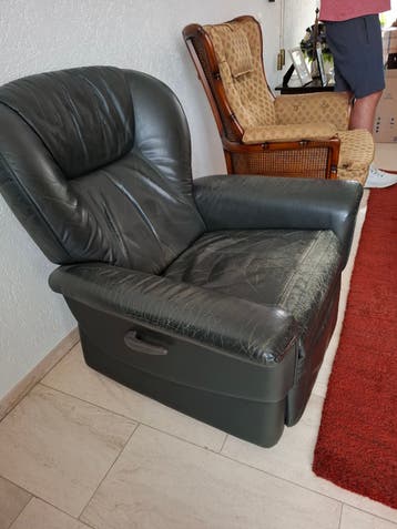 Comfortabele leren fauteuil - Donkergroen